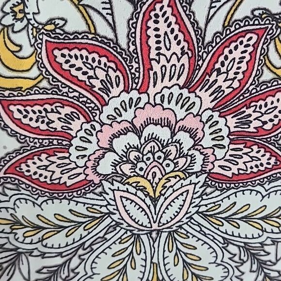 LOFT Ivory Floral Shirred Shell Polka Dot Sleeveless Blouse Women's Keyhole Top - Picture 7 of 11